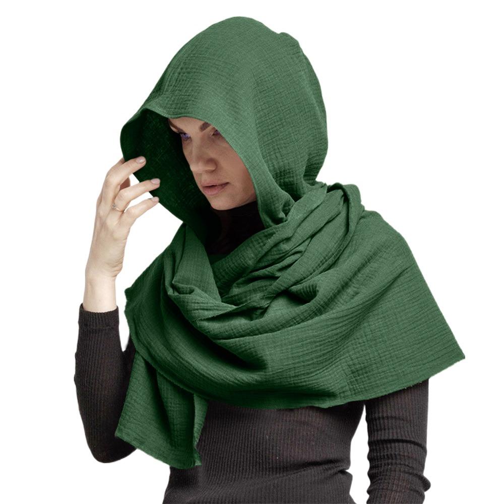 Multifunctional Usage Multifunctional Hooded Cowl Fashion Linen Cotton Cowl Hood Shawl Scarf Cape