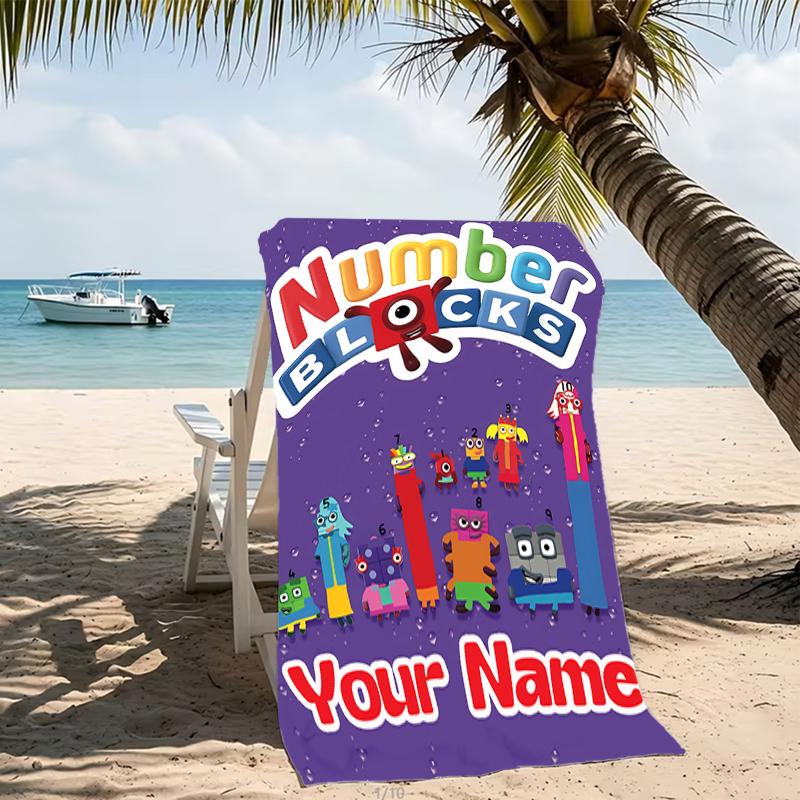 Customizable personalized beach towels Numberblocks themed designs.Suitable for the beach, yoga, sports;ideal as beach accessories