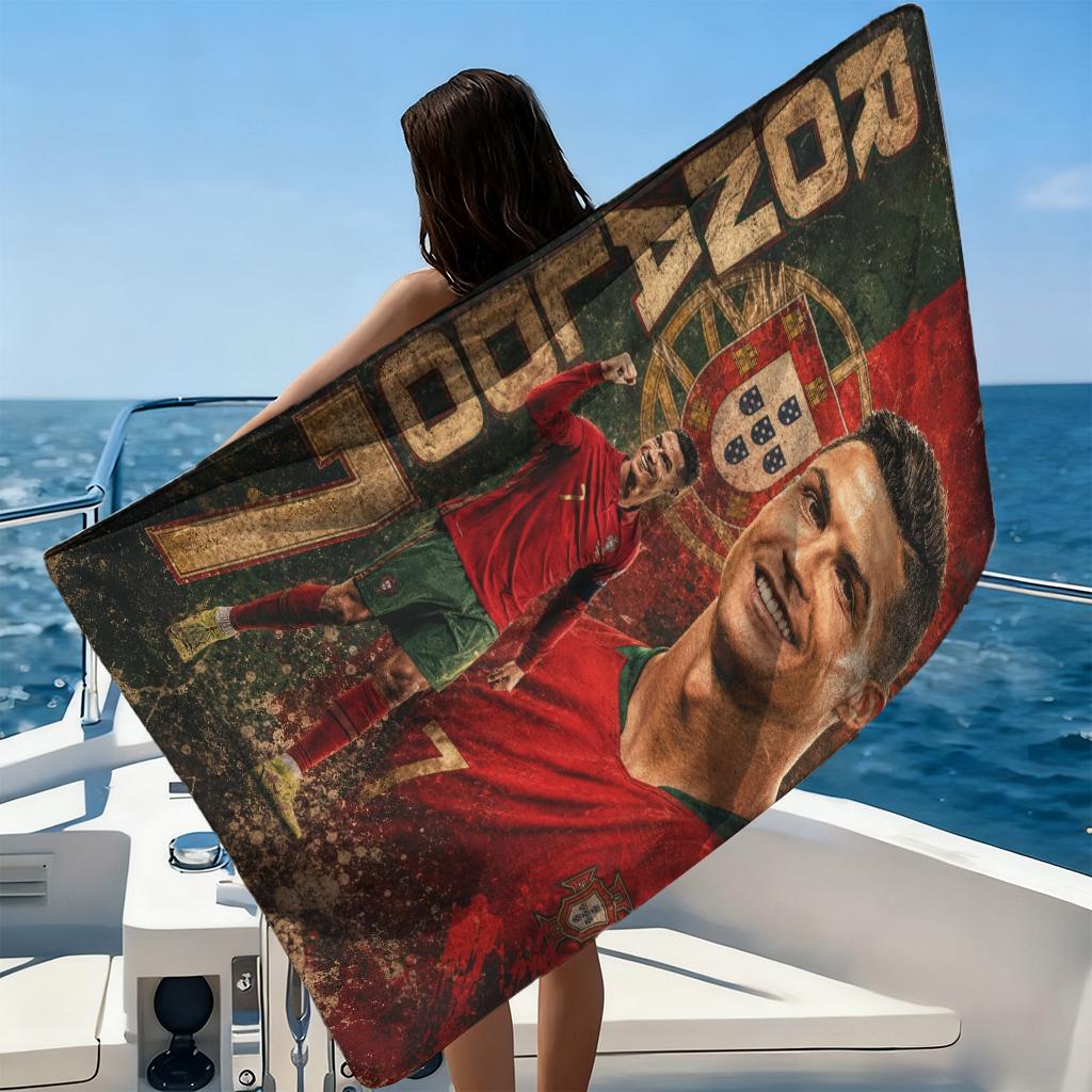 №7 Роналду Пляжное полотенце Кубок мира по футболу Большое Быстросохнущее полотенце Подходит для пляжа Йоги Бассейна Спортзала Спортивное полотенце Летний подарок для друга