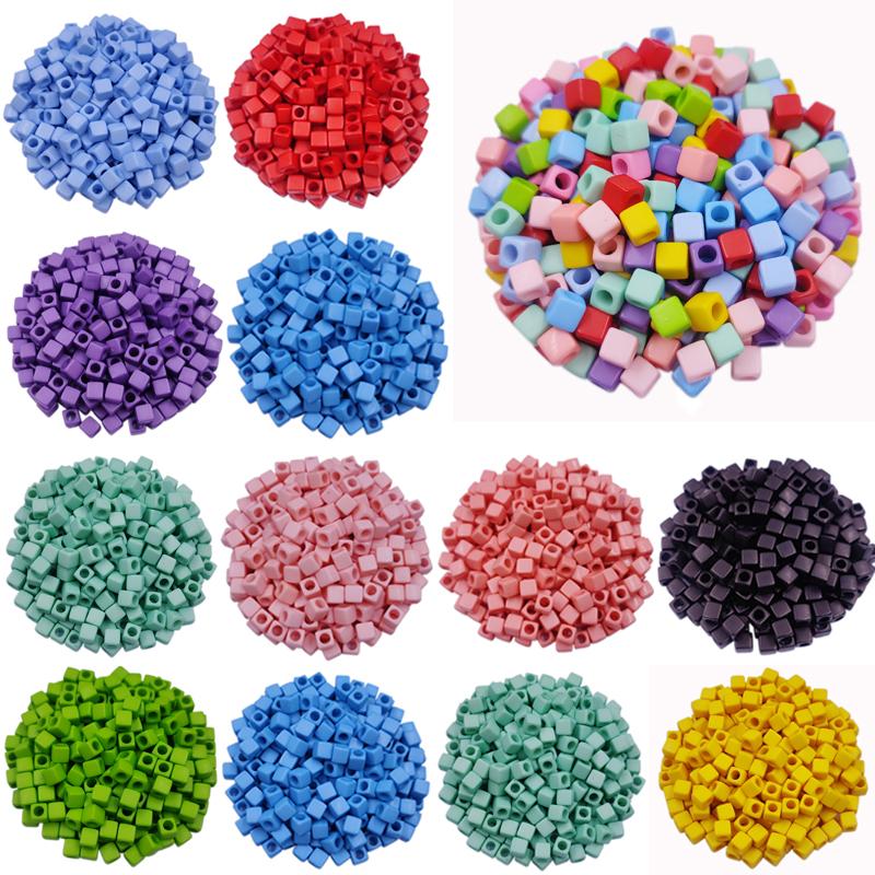 Творческие 40 шт 7 мм DIY квадратные свободные бусины подвески ожерелье браслет конфетный цвет для изготовления ювелирных изделий