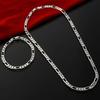 925 Sterling Silver 4MM Chain for Men Women Bracelet Necklace Jewelry Set Lady Christma Gifts Charms Wedding