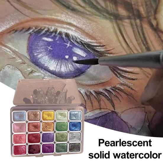 20 цветов, набор сверкающих акварельных красок с высокой прозрачностью и тонким распределением пигмента, набор для акварельной живописи