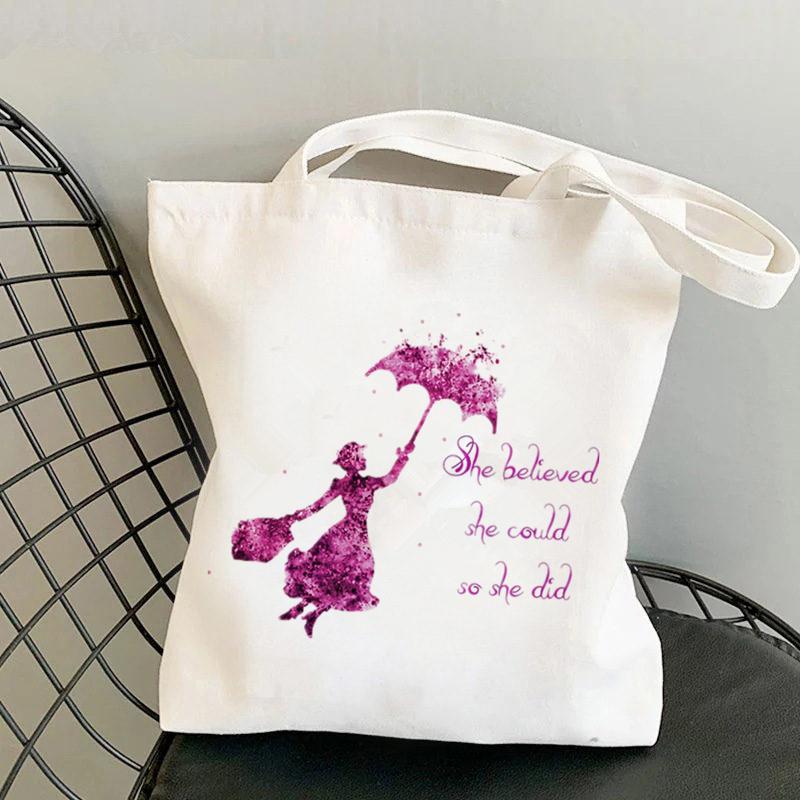 2021 Shopper Elegant Mary Poppins Kawaii Bag Harajuku Women Shopping Bag Canvas Shopper Bag Girl Tote Bag Shoulder Lady Bag