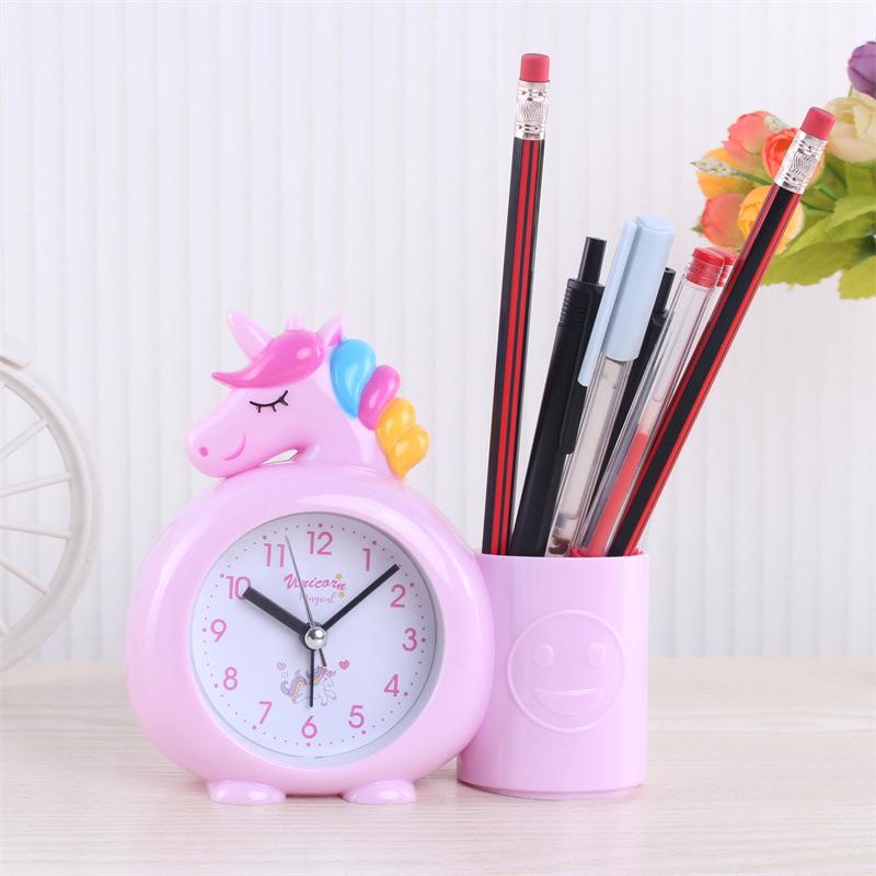Creative cute student pen holder small alarm clock high value boys and girls bedroom bedside clock children's holiday gifts