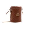 Gucci GG Marmont distressed drawstring chain shoulder strap calfskin bucket bag crossbody shoulder bag women's dark brown