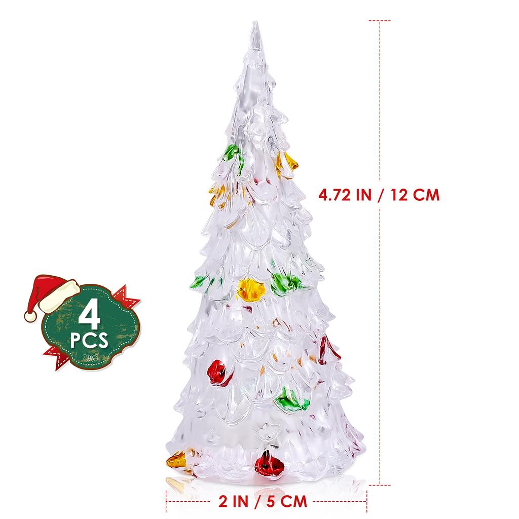 Настольные рождественские елки со светодиодной подсветкой, рождественские декоративные акриловые украшения, меняющие цвет фигурки