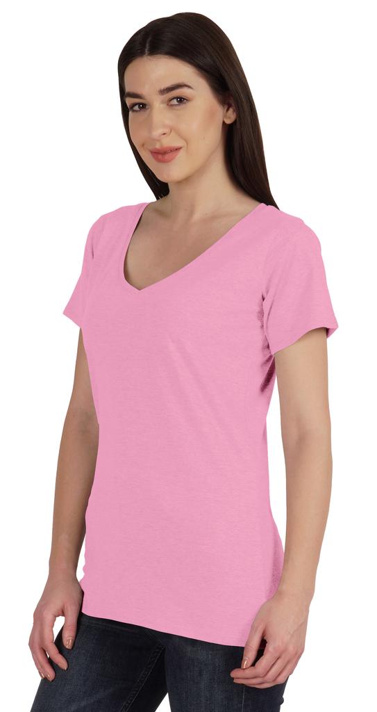 Inkmeso V Neck Basic Tee Classic Fit Short Sleeves Tshirt For Women Summer Cotton Tops