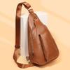 Chest Bag Women's Retro Soft Leather Shoulder Bag Travel Crossbody Bag