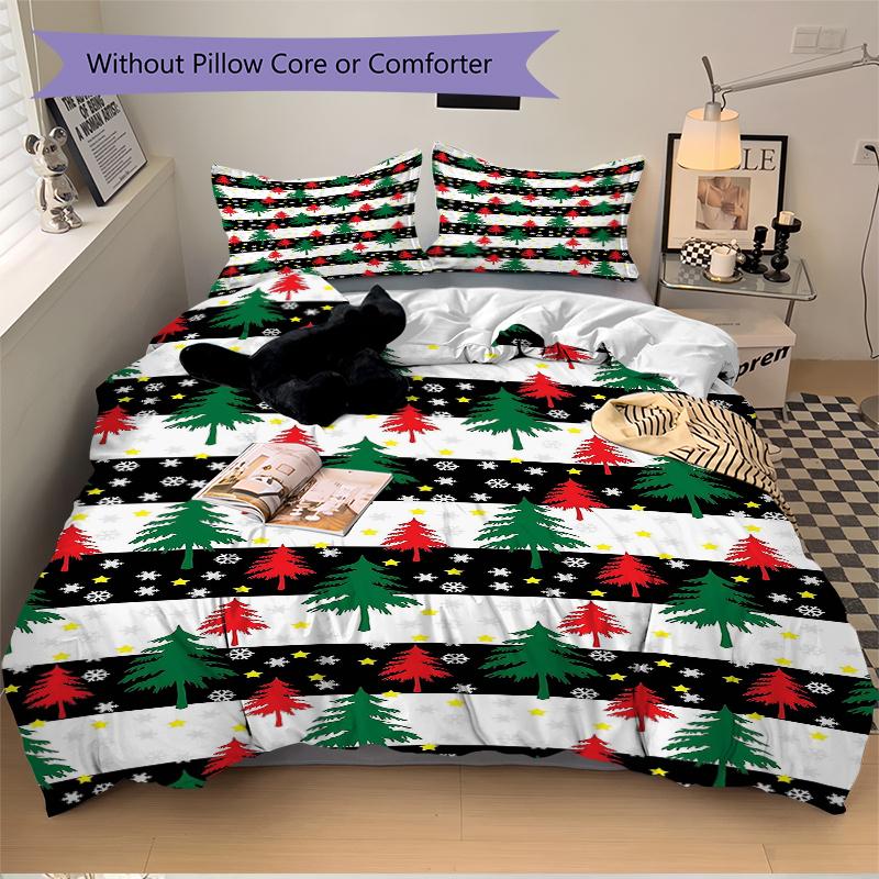 3Pcs Christmas Tree Bedding Set Quilt Cover Pillowcase Home Christmas Halloween Gift 1 Duvet Cover 2 Pillowcase S170