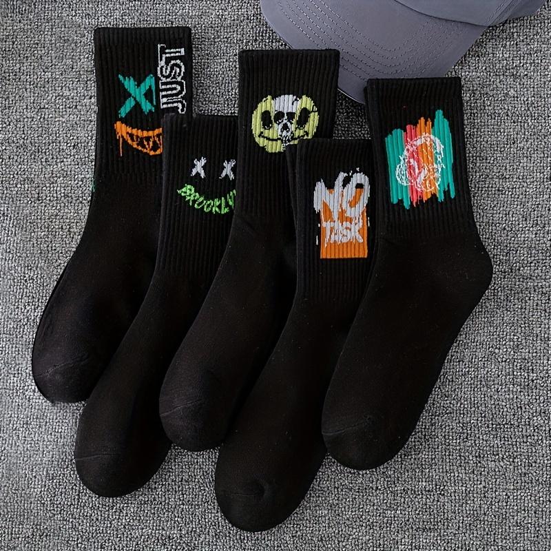 Multi-Size Men's Socks Black and White Long Tube High-Cut Versatile Student Style Autumn/Winter Sports Socks