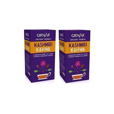 Girnar Кашмирский Кахва Премикс Зеленого Чая 2x5 Пакетиков | Растворимый Шафраново-Миндальный Пряный Эликсир | Экзотический Оздоровительный Напиток для Путешествий