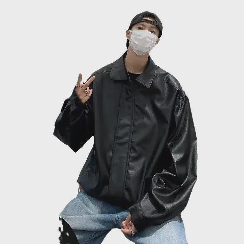 Men's Trendy Brown PU Leather Jacket for Autumn/Winter