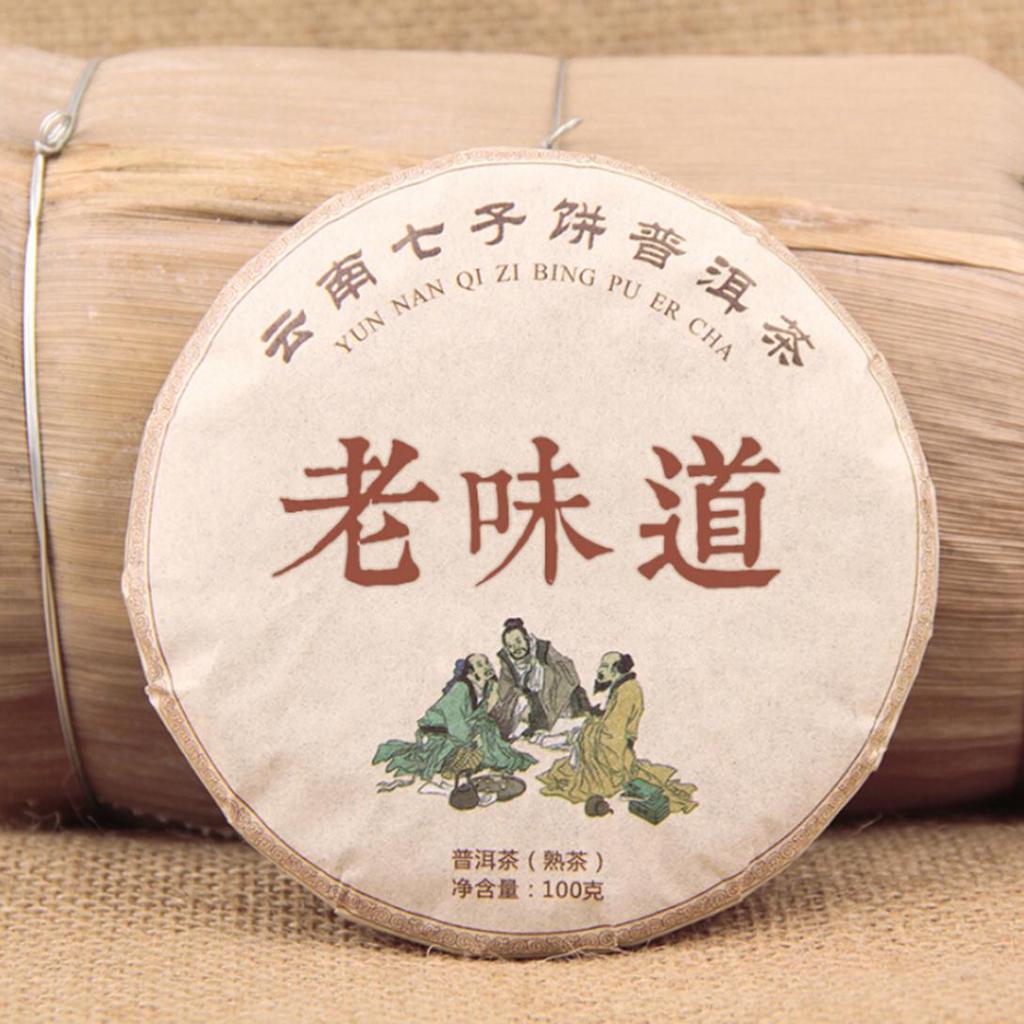 100g High Quality Chinese Aged Yunnan Puerh Ripe Tea Round Brick Health Care