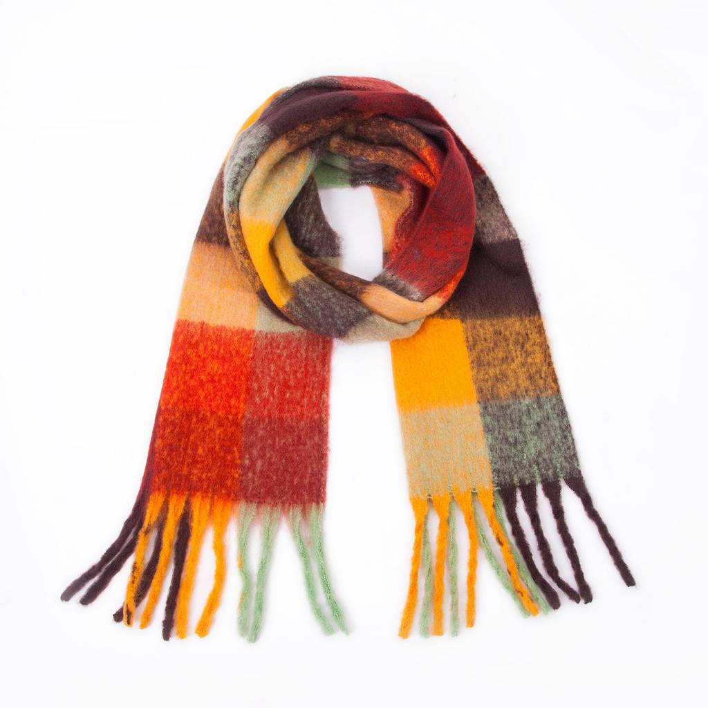 Autumn Winter Tassel Shawl Female Warm Colorful Plaid Scarf