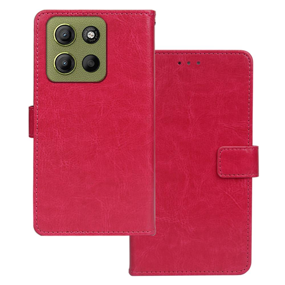 IDEWEI For Motorola Moto G15 Power 4G Case Wallet Leather Phone Cover Crazy Horse Texture