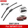 Car Wiper for INFINITI G35 2007-2014 26" + 16" Front Wiper Blades Brushes Cutter Accessories 2007 2008 2009 2010 2011 2012 2013 2014