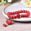 Authentic Red Cinnabar Bracelet with Fu Coin Peace Lock Bead – Women's Gift