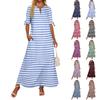Женское повседневное модное темпераментное элегантное полосатое длинное платье с поясом