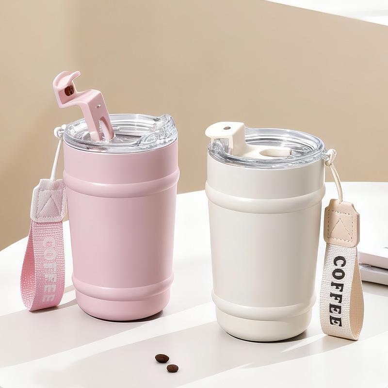 Новая термоизоляционная кофейная кружка с веревкой для переноски Высококачественная стальная кружка для воды Большая емкость для улицы с портативной подарочной кружкой