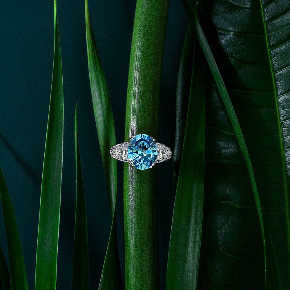 Tancise Oval 9 * 11 Artificial Aquamarine 7 Carat Women's S925 Sterling Silver Gift Luxury Noble Ring