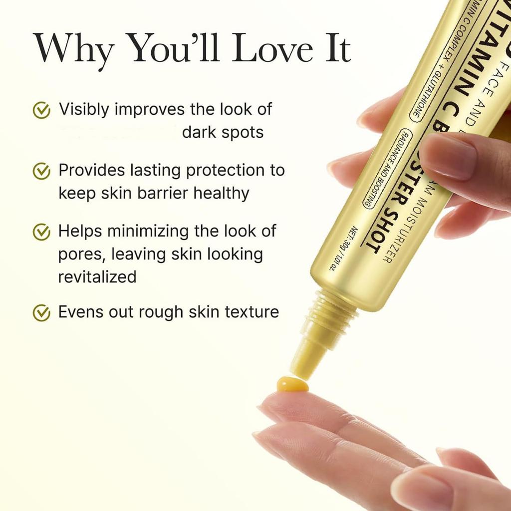 Vitamin C Brightening Serum with Hyaluronic Acid for Face - Glow Booster, Dark Spot Corrector, Anti-Aging, Fine Lines, 30ml
