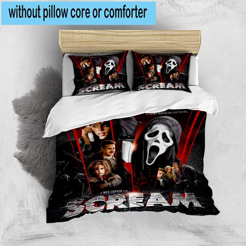 1PC Scr-eam Horror Movie 3pcs Bedding,Including 1pc Duvet Cover And 2pcs Pillowcases Perfect for Christmas,Ideal for Bedroom, Dormitory