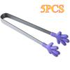 5pcs Silicone Mini Tongs, Hand Shape Food Tongs for Serving Food, Ice Cube, fruits, Sugar, Barbecue Kitchen Gadgets (Purple)
