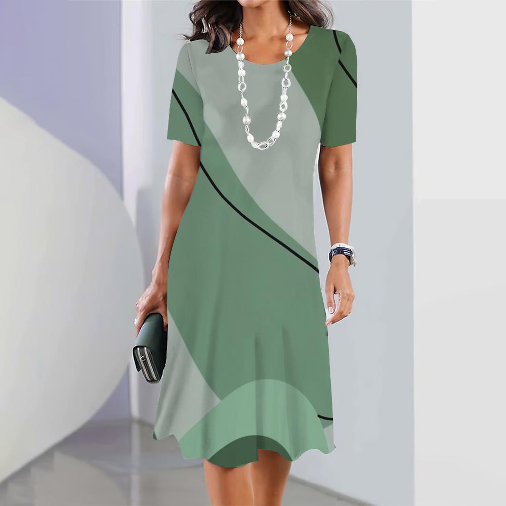 Новые платья с геометрическим принтом, элегантные платья, летние платья, одежда больших размеров для женщин