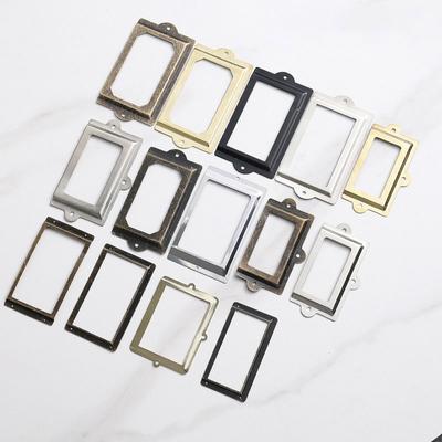 Антикварная латунная металлическая бирка рамка ручная работа DIY ручка имя файла держатель карты тяговая рамка для мебели шкаф ящик коробка чехол