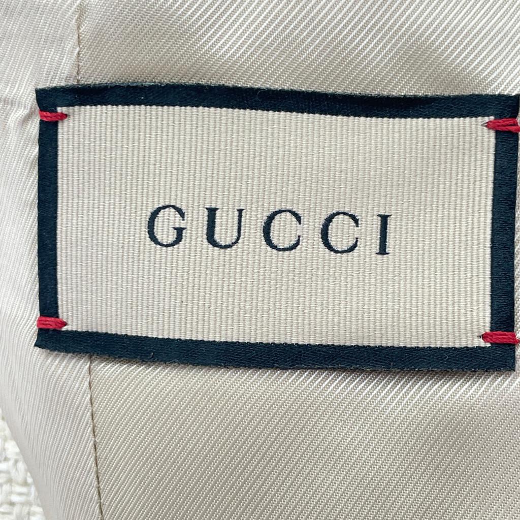 Gucci 674332 Бежевый Золотой Пуговица Без воротника Твидовый пиджак Пиджак 36 бежевыйБ/у