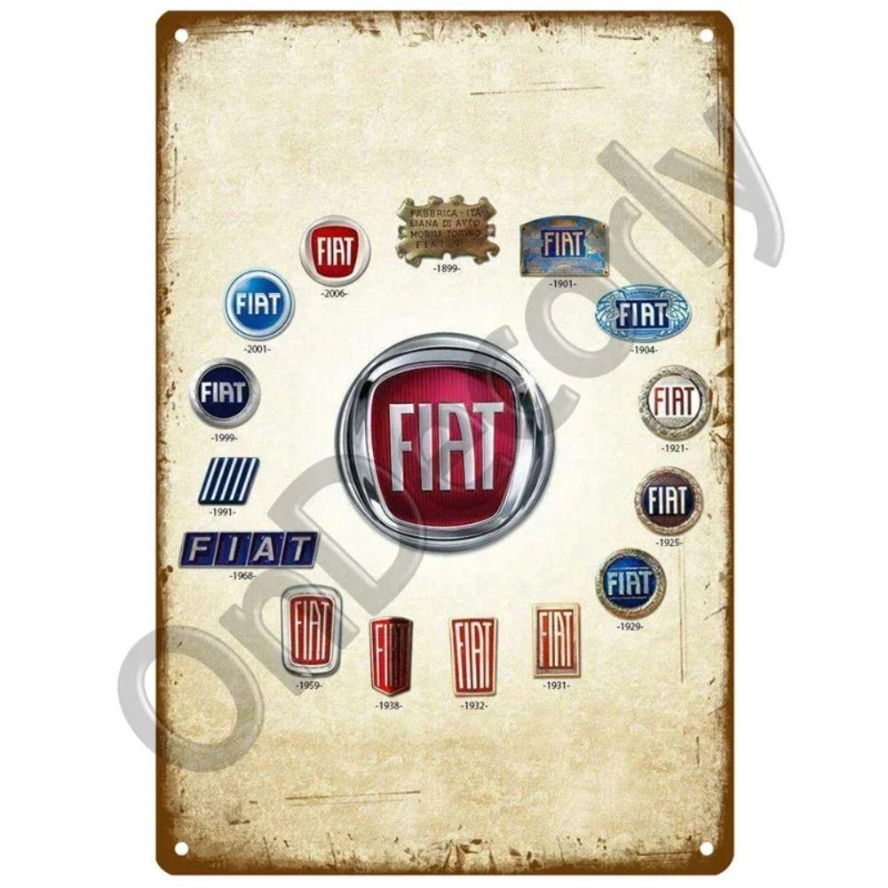 Металлическая вывеска для гаража FIAT, Настенный декор с логотипом автобренда 20x30см