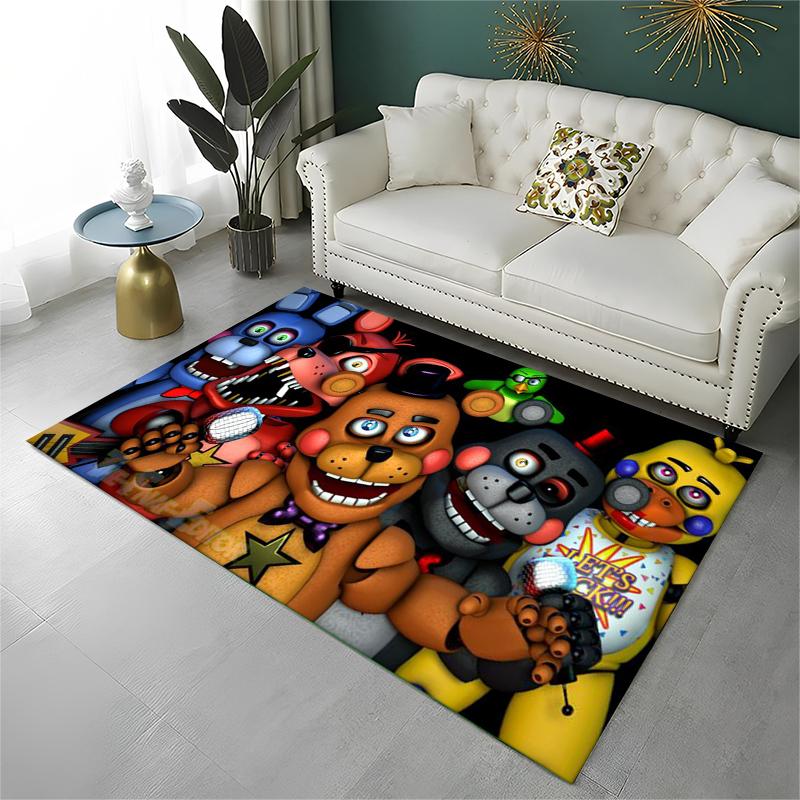 Классический ковер-коврик F-FNAF Хоррор Игра Фредди для игровой комнаты, спальни, гостиной, дивана, домашнего декора, детский коврик, нескользящий коврик для пола