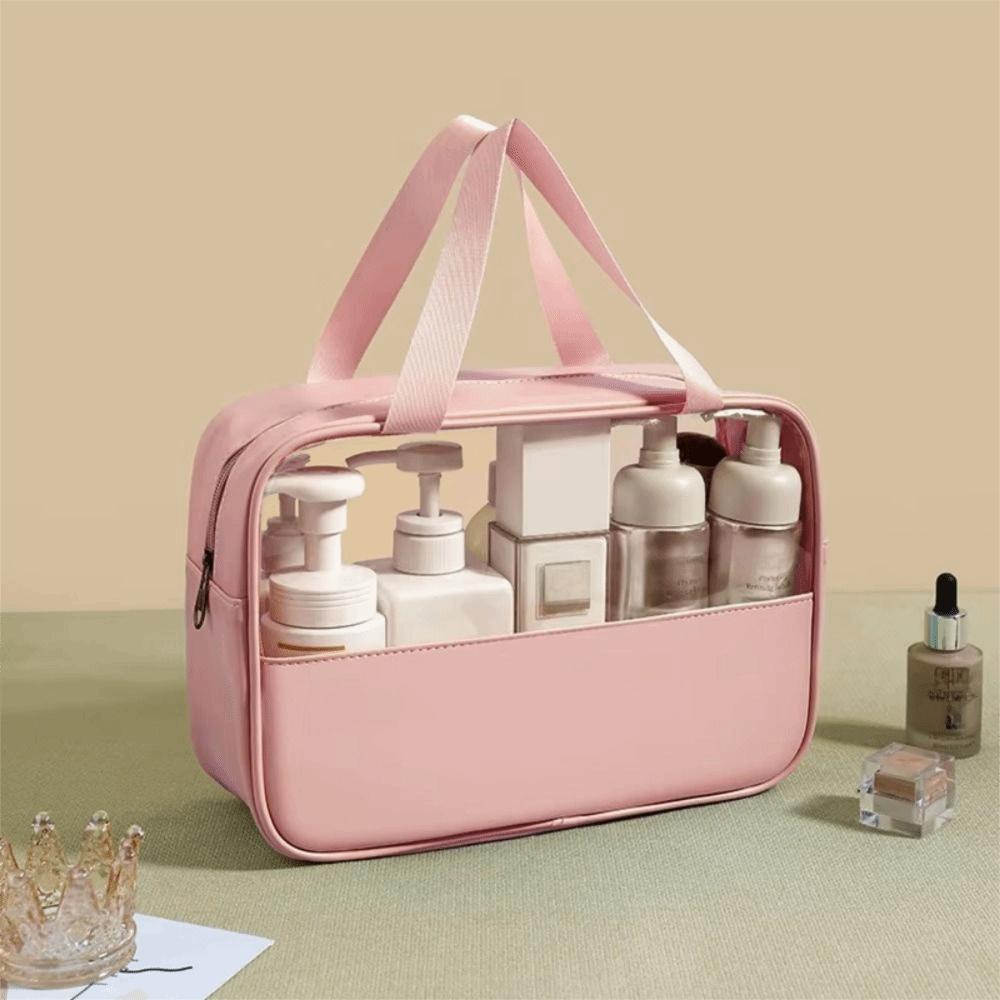 Zipper Closure Portable Toiletry Pouch with Handle Skincare Products Organizer Swimming