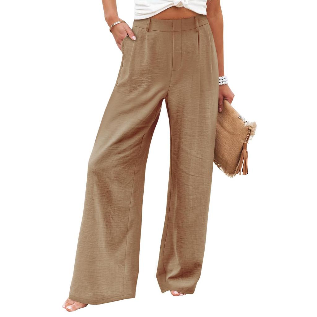 Women's Wide Leg Pants High Elastic Waisted In The Back Business Work Trousers Long Casual Pants