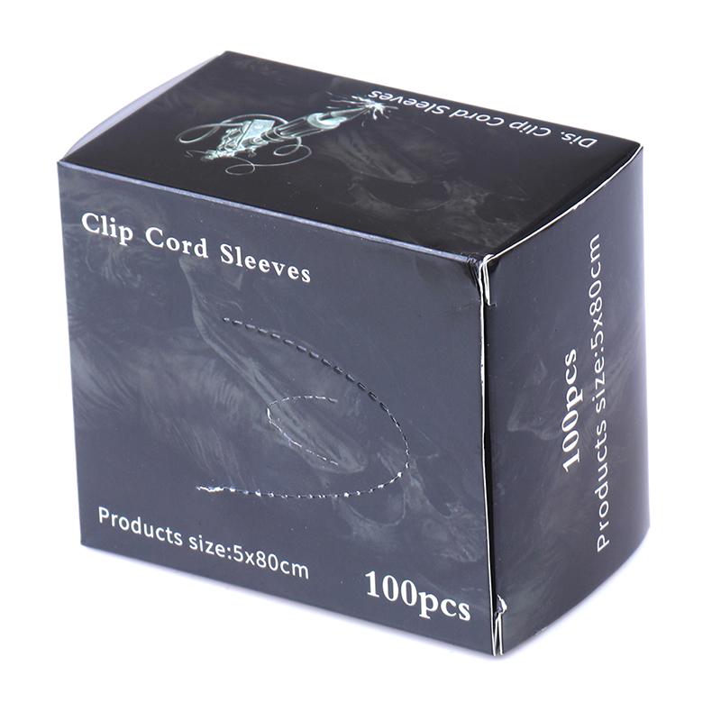 100 шт. черные одноразовые сумки для тату-машинок с зажимом и крючком для шнура, гигиенические чехлы