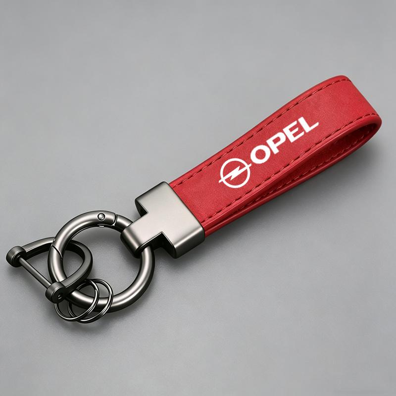 Logo Alloy Luxury Suede Leather Keychain Car Key Chain For Opel Astra Grandland Corsa Mokka Frontera Insignia Zafira Vivaro Karl