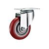 Medium Duty Swivel Casters with Brake, 3", 4", 5" In Jujube Red for Industrial Trailers