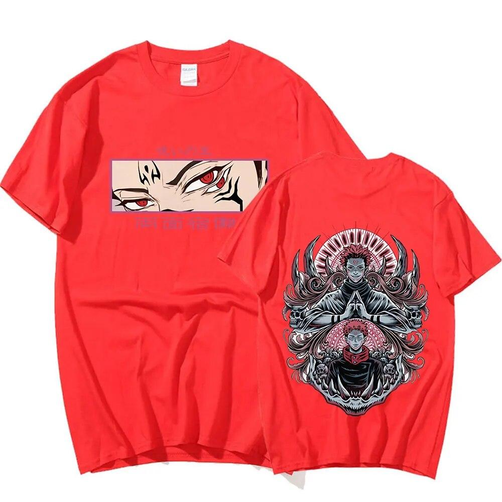 Japanese Anime Jujutsu Kaisen Ryomen Sukuna T-shirts Unisexga Graphic Print T-shirt Cotton Short Sleeves T Shirt Oversized Harajuku