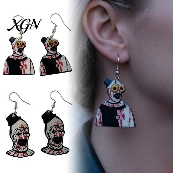 Halloween Jewelry for Women 1 Pair Theme Dangle Drop Earrings Women, Scary Blood Punk Style Statement Accessories Clown Acrylic Earrings, Creative