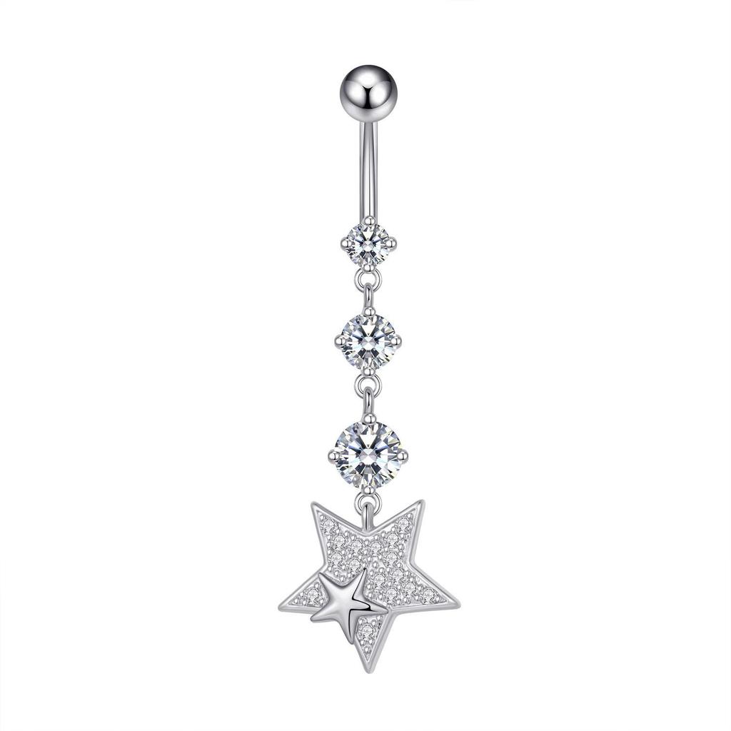 European & American Copper Zircon Floral Belly Button Ring