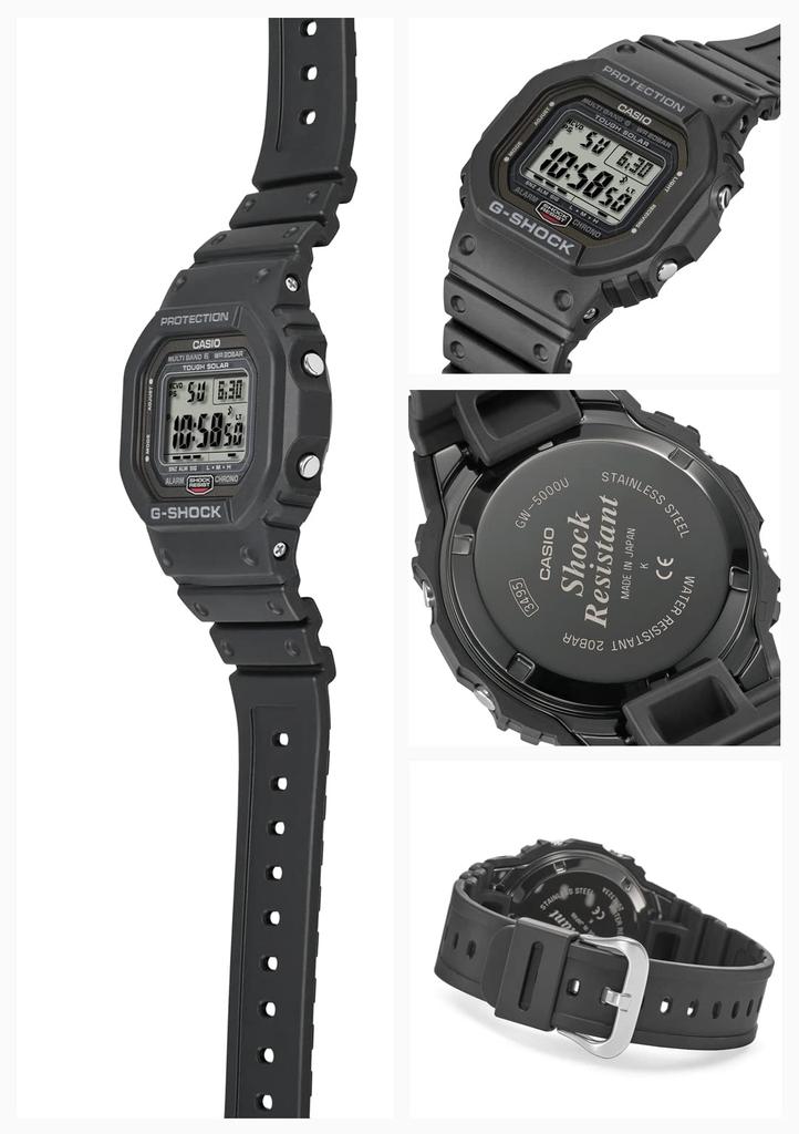 Casio Изготовлены в Радио Металлическая Завинчивающаяся Крышка G-Shock GW-5000U-1JF Мужские Часы, Черный, Япония, Солнечная Энергия, Радиоуправляемые, Корпус,