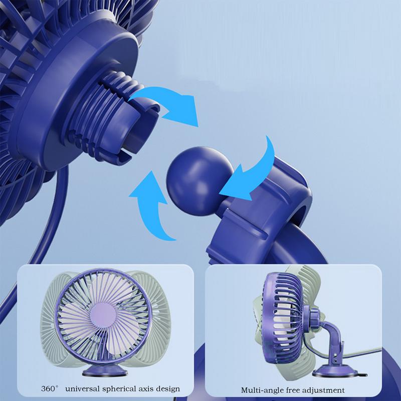USB Car Fan 3-Speed Portable Fan Car Quiet And Powerful Blower Adjustable Air Circulation For Truck SUV RV Camping