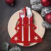 12pcs Christmas Cutlery Holders, Christmas Tree Shaped Felt Spoon and Fork Holder, Xmas New Year Thanksgiving Dining Decoration