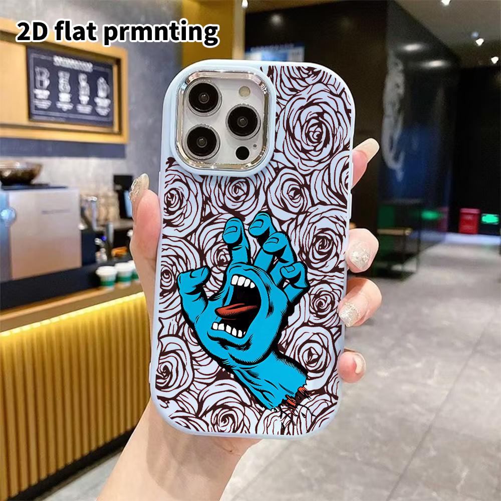 Phone Case: 2D flat design suitable for iPhone 18 17 16 15 14 13 Pro protective case, couple style, screaming blue ghost hand, Christmas and Halloween