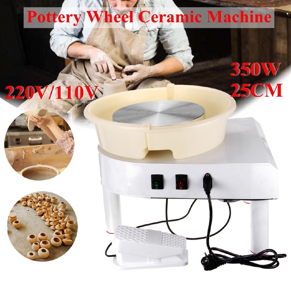 Pottery Wheel Machine 32cm 220V 350W Hand Cranked and Pedal Control Ceramic Work Clay Art With Mobile Smooth Low Noise