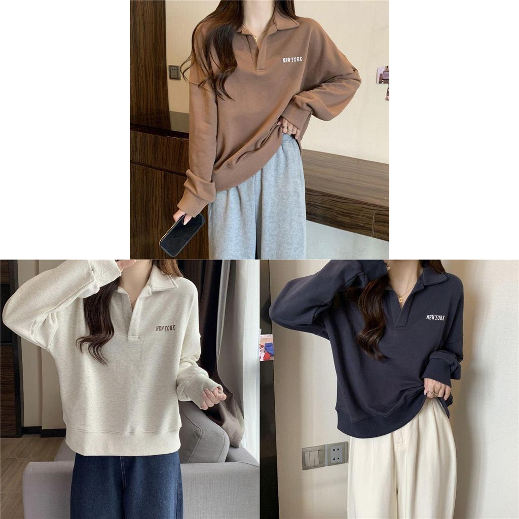 Streetwear Girl Polo Collar Hoodie With Cotton And Polyester Blend For Casual Autumn Wear