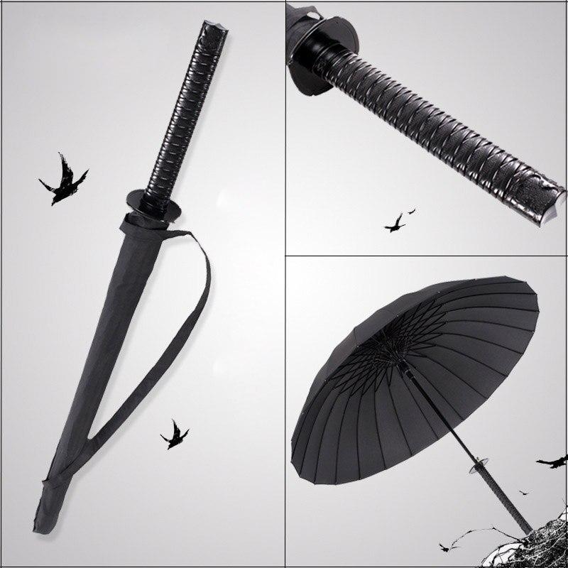 New Creative Long Handle Large Windproof Samurai Sword Umbrella Japanese Ninja-like Sun Rain Straight Umbrellas Automatic Open