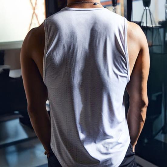 Мужской жилет с круглым вырезом без рукавов, облегающий крой, однотонный, повседневный летний топ, жилет для занятий спортом на открытом воздухе