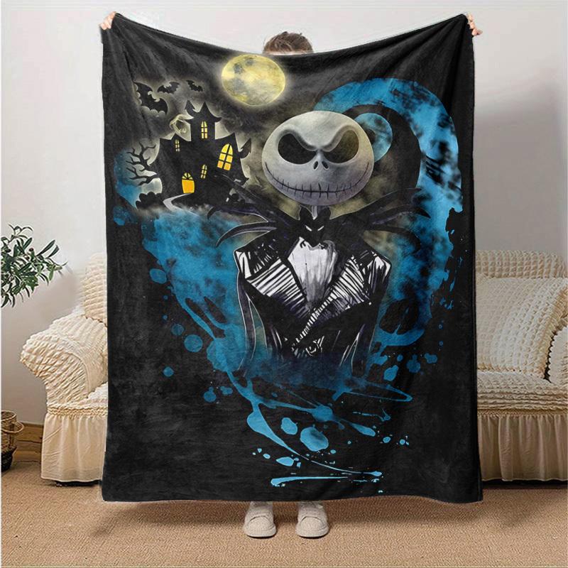 1pc, Jack Skellington Home Decor Blanket: A Cozy Halloween Gift for Your Bedroom, Living Room, or Travel, Flannel Throw Blanket, Sofa Blanket, Outdoor
