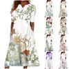 Женское летнее повседневное свободное платье с v-образным вырезом и короткими рукавами с принтом